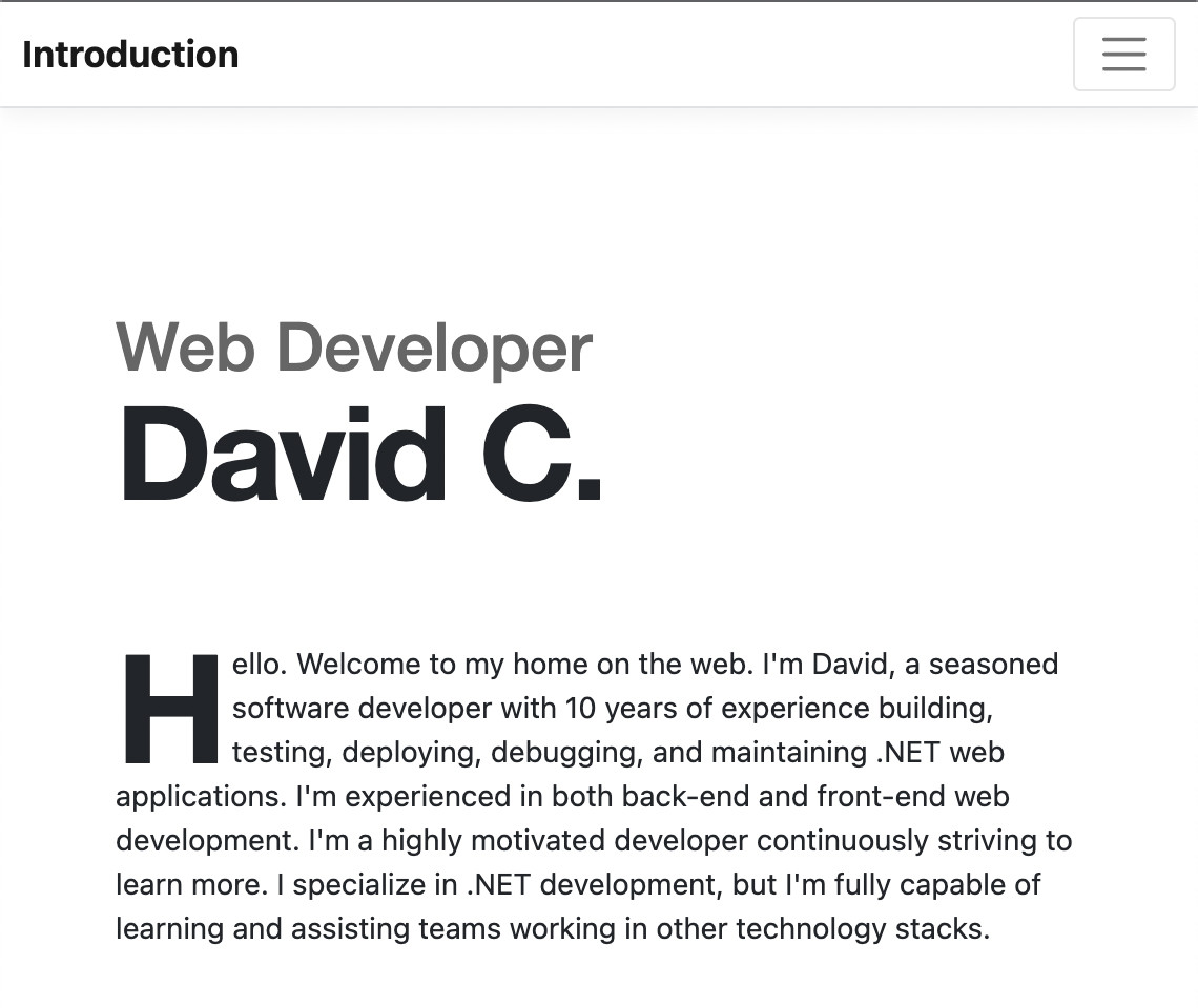 Personal Portfolio project screenshot.